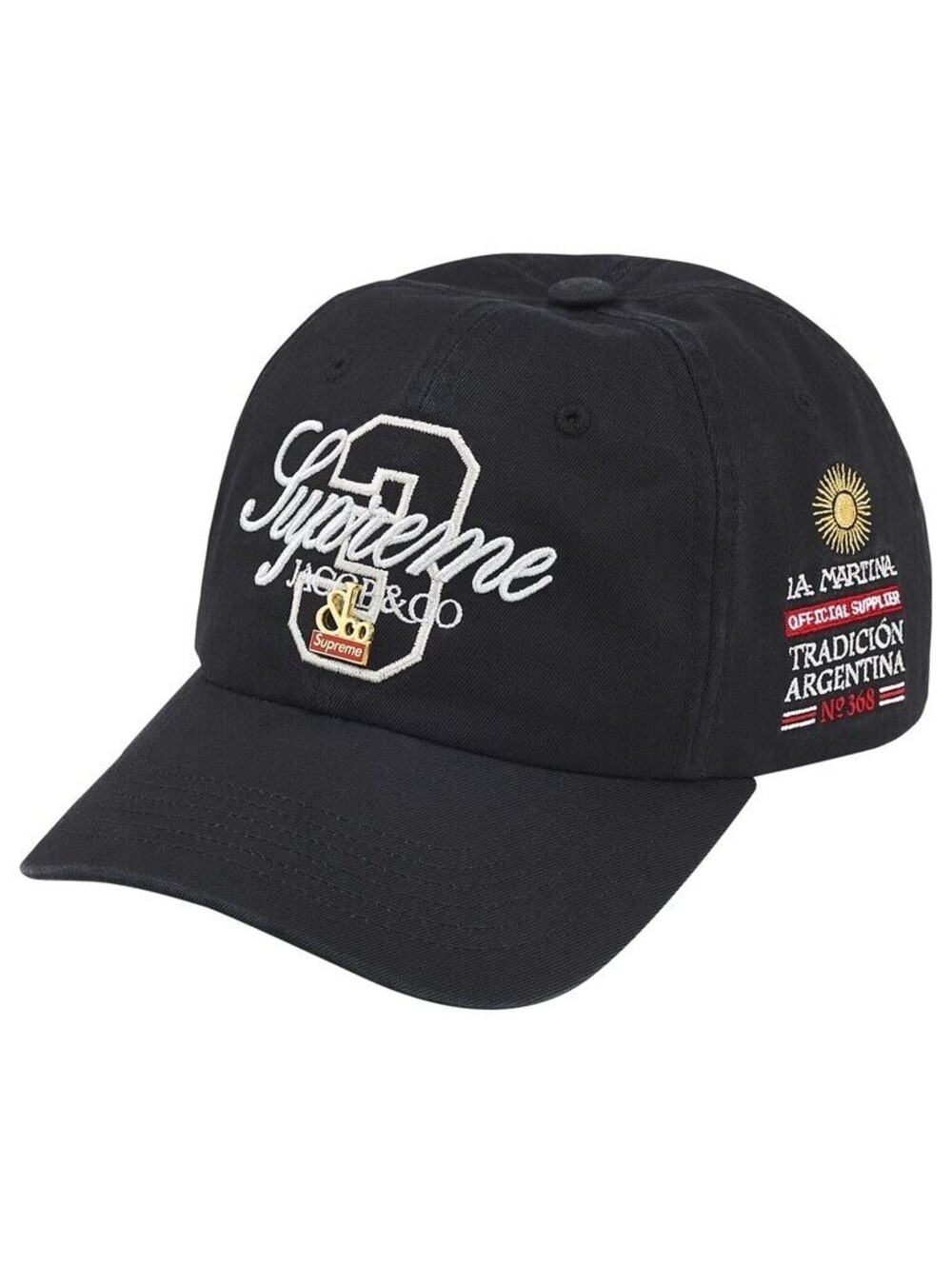 NEW Supreme La Martina Jacob & Co 6-Panel Hat Black SS26 Polo Cap Embroidered
